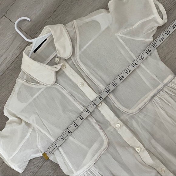Burberry Cottagecore Blouse sheer button up womens Cream (size 8) minimalist - Picture 3 of 7